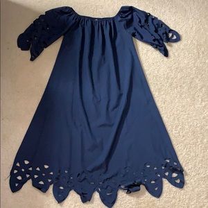 Off the shoulder navy blue dress